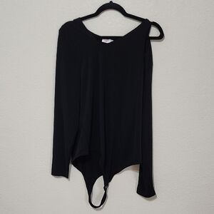 Black Long Sleeve Asymmetrical Bodysuit